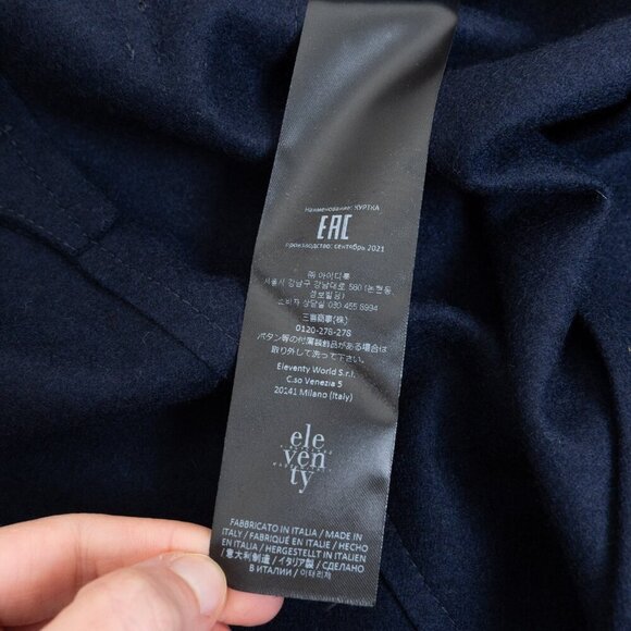 ELEVENTY Sports Jacket Navy Wool Coat Elbow Patch Two Button Blazer US 40 EU 50 - Picture 15 of 15